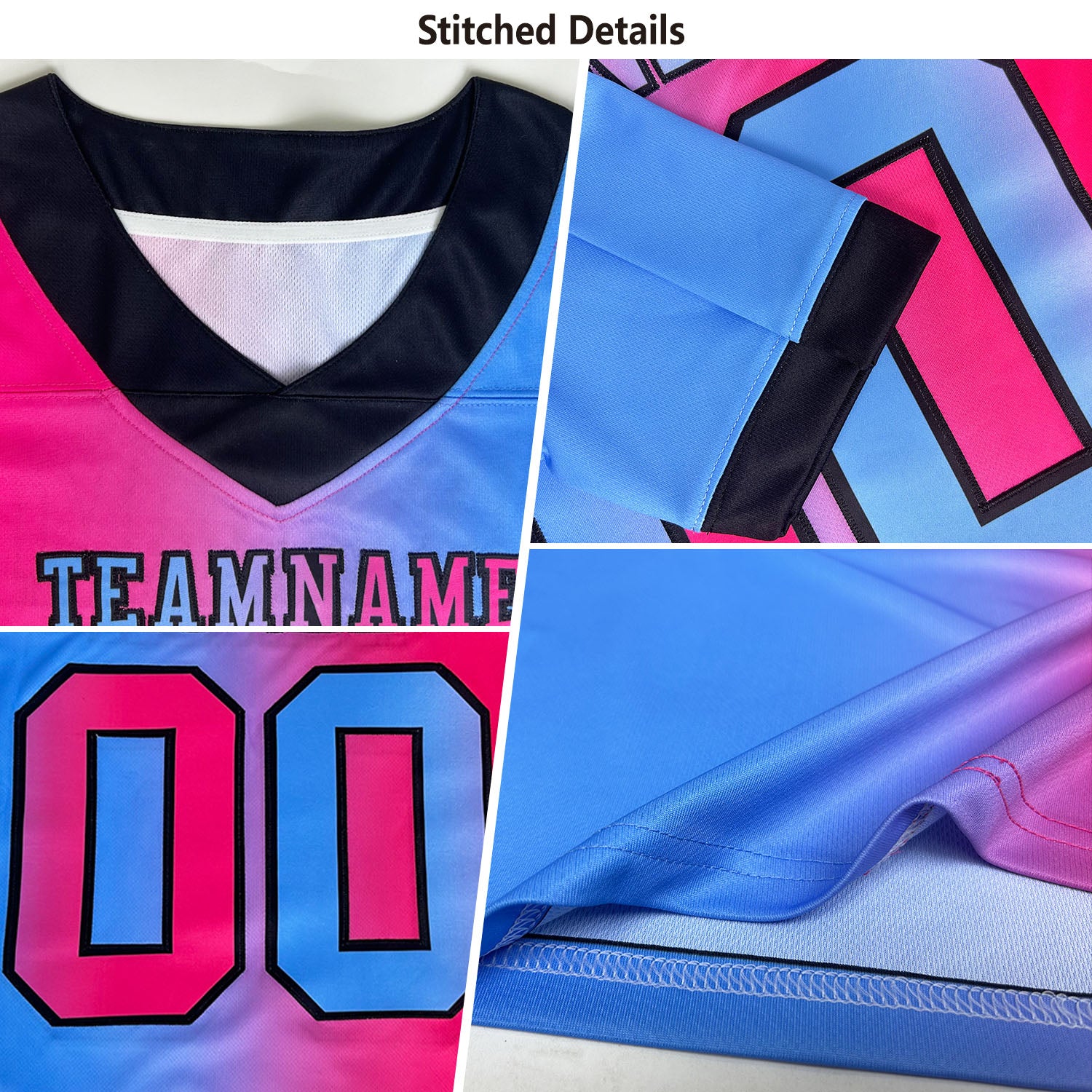 Custom Black Orange-White Authentic Gradient Fashion Scratch Football Jersey